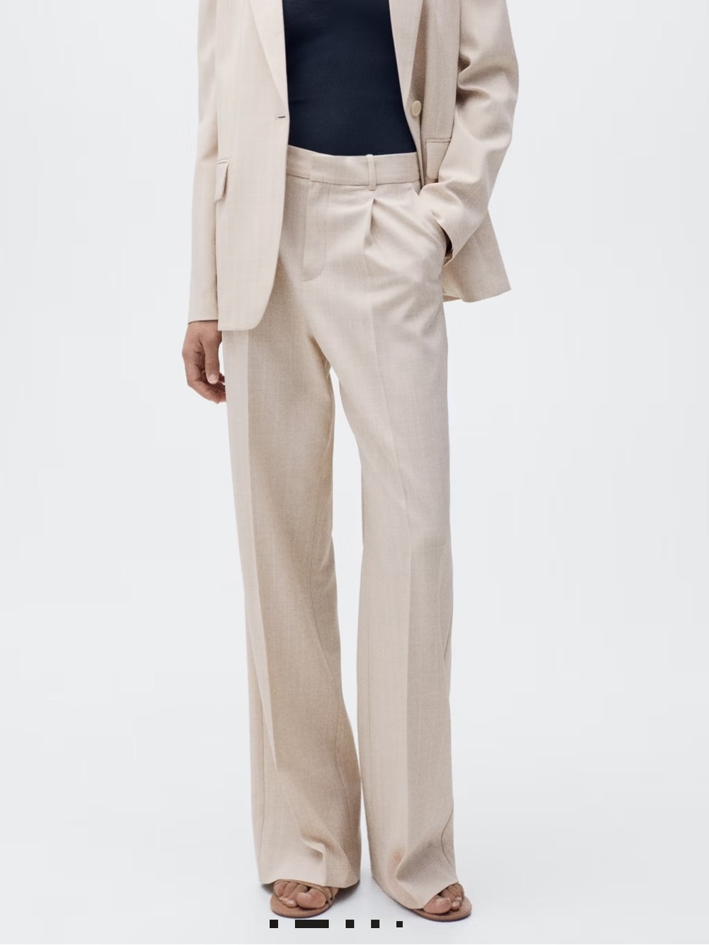 Mango Wide-Leg High-Waist Cream Trousers